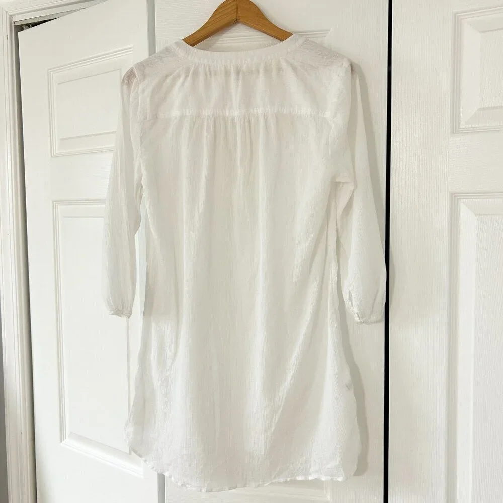 NWOT LOFT Beach White V-Neck Swimsuit Cover-Up Cotton Beach Dress Size Medium